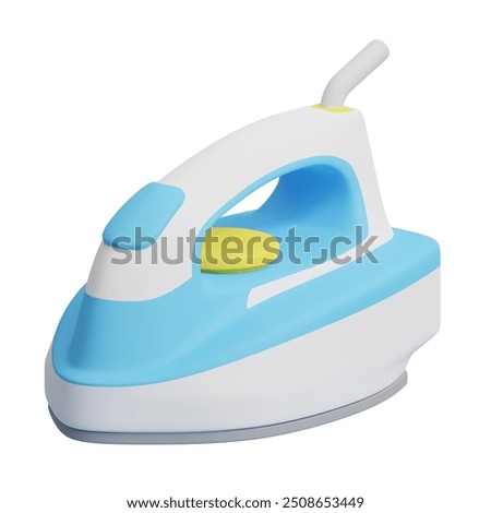 3d rendering of steam iron laundry icon isolated on white background