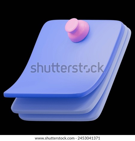 3d rendering Sticky notes isolated on black background. Education and school icon. 3d design element in cartoon style. Suitable for website, mobile app, print, presentation, and infographic.