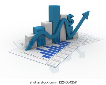 3d Rendering Business Growth Graph Stock Illustration 1742937521 ...