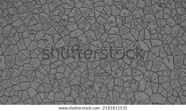 3D rendering. Stone\
texture with cracks divided into individual slabs. Cracked concrete\
texture. Stone tile texture. Cracks on the gray concrete floor. 3D\
Illustration