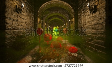3D rendering of the stone wall passage under attack