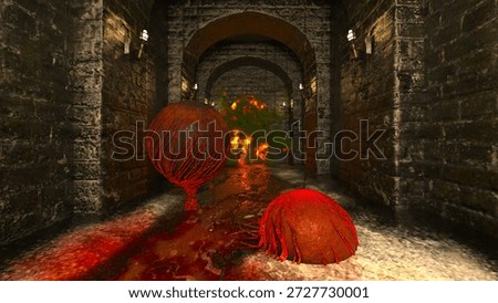 3D rendering of the stone wall passage under attack
