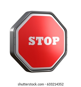 3d Rendering Of An Stop Sign On White Background