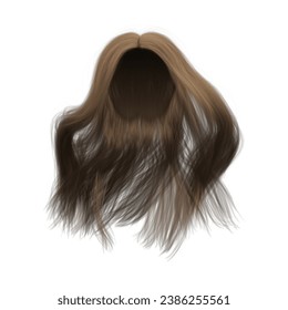 3d rendering straight medium brown long hair isolated