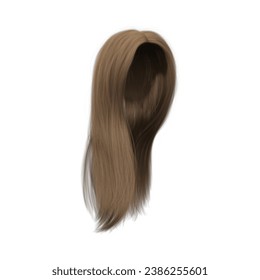 3d rendering straight medium brown long hair isolated