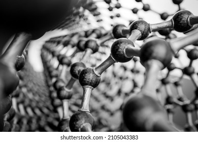 3D rendering of structure of the nanotube or carbon surface, abstract nanotechnology hexagonal geometric form, atomic structure, nano molecular structure