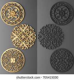 3D Rendering Stucco Molding, Ceiling Rosette
