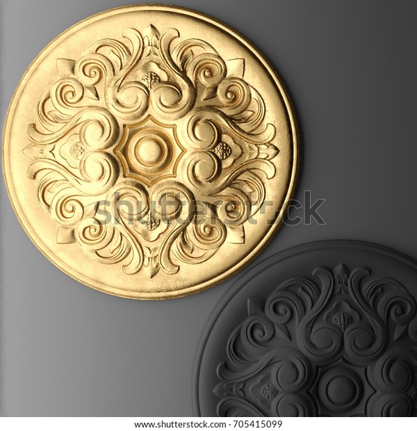 3d Rendering Stucco Molding Ceiling Rosette Stock Illustration