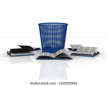 3d rendering students education book with bin