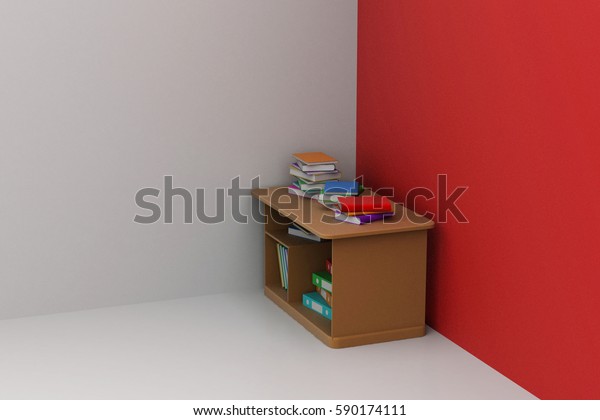 3d Rendering Study Table Books Stock Illustration 590174111 | Shutterstock