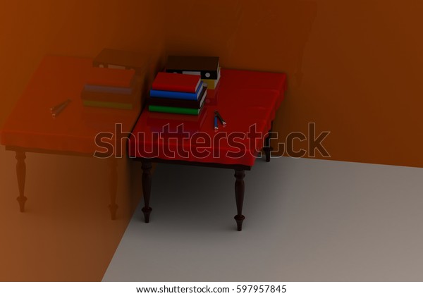 3d Rendering Study Table Chair Stock Illustration 597957845 | Shutterstock