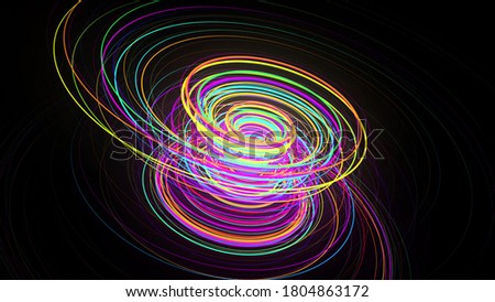 3d rendering stylish creative abstract background. colored lines swirling in spiral. Motion design bg of particles shaping lines, helix and abstract structures. 3d render