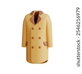 3D rendering of a stylish yellow trench coat