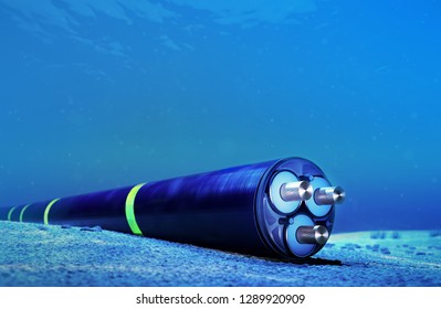 3d rendering of a submarine power cable on the seabed