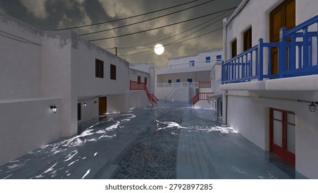 3D rendering of the submerged city