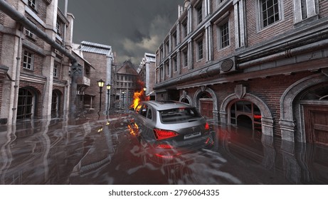 3D rendering of the submerged city