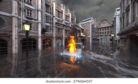 3D rendering of the submerged city