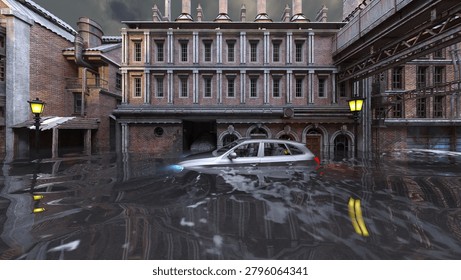 3D rendering of the submerged city