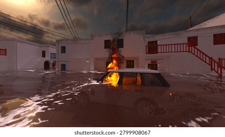 3D rendering of the submerged city