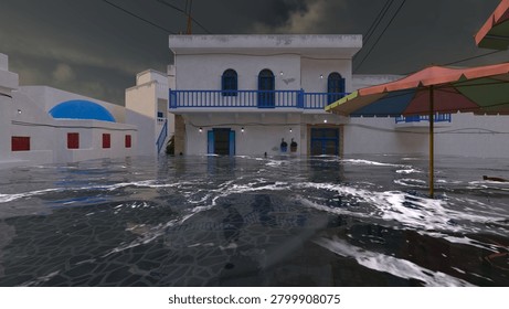 3D rendering of the submerged city