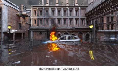 3D rendering of the submerged city