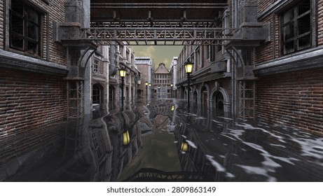 3D rendering of the submerged city