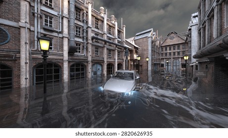 3D rendering of the submerged city