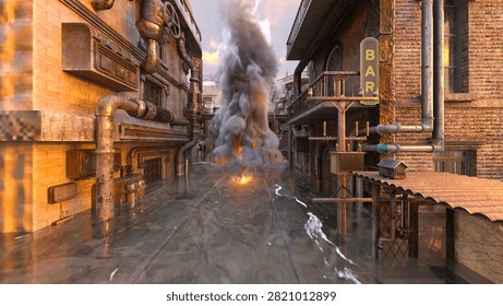 3D rendering of the submerged city