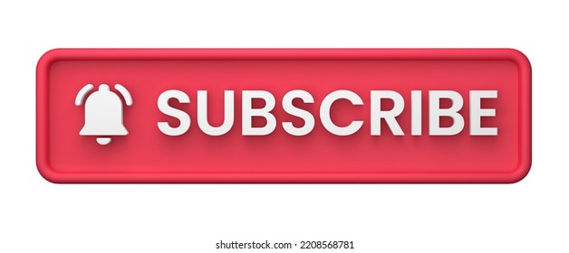 3d Rendering Subscribe Button Notification Bell Stock Illustration