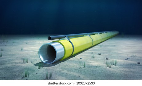 3d rendering of a subsea piggyback pipeline on the seabed