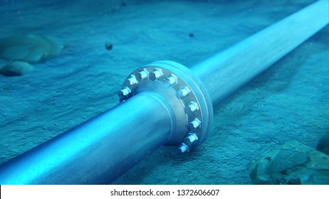 3D Rendering Of A Subsea Pipeline Flange