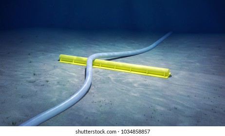 3d rendering of a subsea pipeline lateral buckling on a sleeper