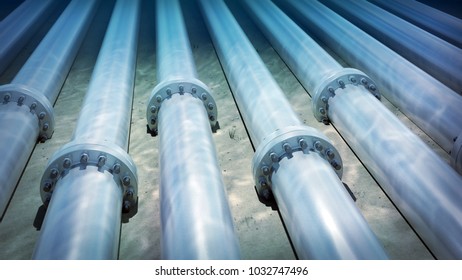 3d Rendering Of Subsea Pipelines On The Seabed