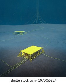 3D Rendering Of A Subsea Production Manifold In A Subsea Field