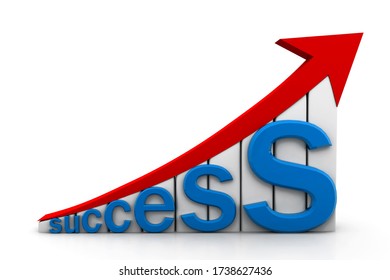 3d rendering of success graph	