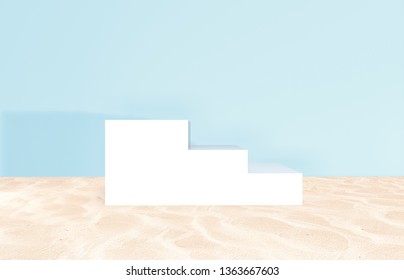 3d Rendering. Summer Beach Backdrop For Product Display. Summer Scene. Natural Background.