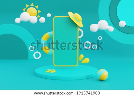 Similar – Image, Stock Photo 3d smartphone. Tropical summer vacation