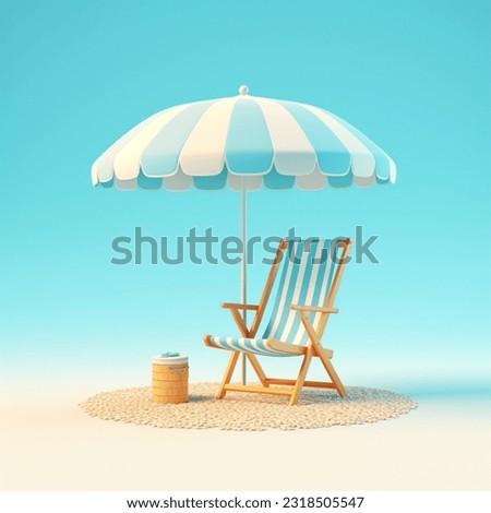 3d rendering of summer vacation concept with beach chair and umbrella,summer element,3drender