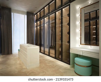 3d Rendering Of Superb And Pretentious Walk In Closet Interior Design 