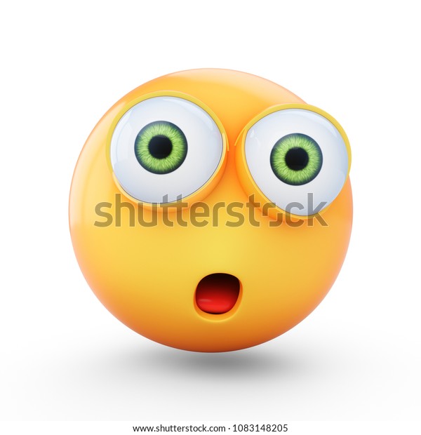 3d Rendering Surprised Emoji Isolated On Stock Illustration 1083148205