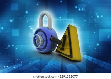 3d rendering Surveillance CCTV Security Camera connected lock
    