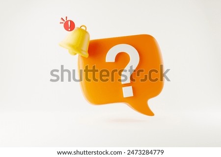 3D rendering of suspicious alert icon with question mark in the icon