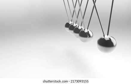 3d Rendering. Swinging Pendulum Group On Gray Background.