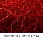 3D rendering The system has many small capillaries that branch out of the large blood vessels.