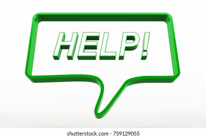 3d rendering of a talking comment bubble with the word help