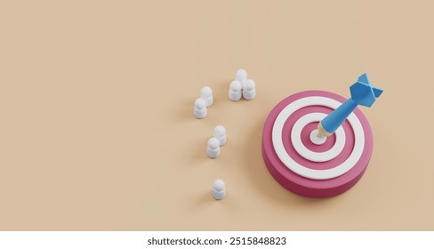 3D rendering of a target with darts, symbolizing focus, precision, and achievement. A minimalistic approach to depict goal-setting, leadership, and strategic thinking in business.