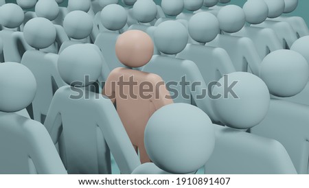 3D rendering Teamwork concept outstanding person unique way.