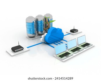 3d rendering technology Computer network with battery