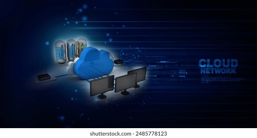 3d rendering technology Computer network with green energy battery
