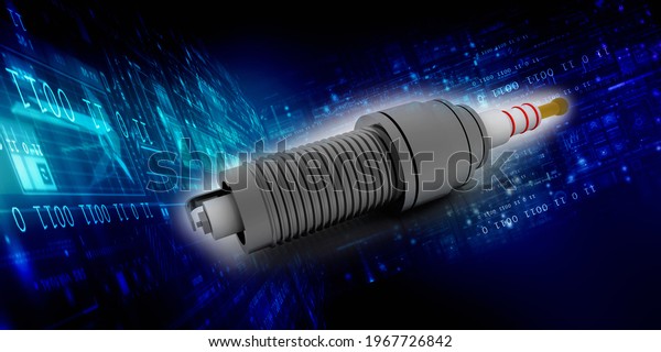 3d rendering\
technology spark plug\
\
\
